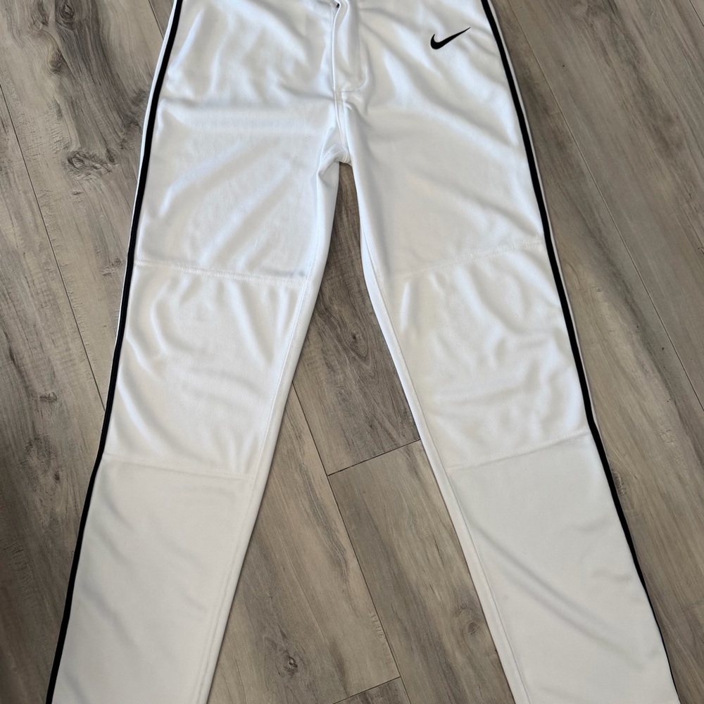 Nike White Baseball Pants with Black Waistband Logo